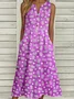 Casual Notched Floral Loose Dress With No