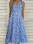 Casual Notched Floral Loose Dress With No