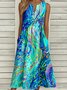 Women's Vintage Floral Art Print Pocket Dress