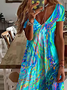 Gradient Pattern Casual Regular Fit V Neck Dress With No