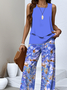 Casual Crew Neck Two-Piece Set With No