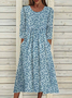 Women's Floral Print Round Neck Everyday Long Casual Shift Dress