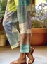 Casual Colorblock Linen Pants