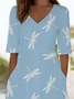 Women's H-Line V Neck Daily Going Out Casual Printing Dragonfly Summer Ankle Pants Jumpsuit Romper
