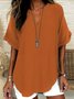 Loose Shawl Collar Cotton Simple Blouse