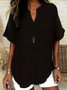 Loose Shawl Collar Cotton Simple Blouse