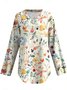 Loose Shawl Collar Plants Elegant Blouse