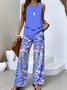 Casual Crew Neck Two-Piece Set With No