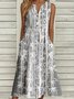Buckle Casual Loose Notched Dress With No