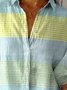 Casual Color Block Shirt Collar Shirt
