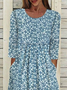 Women's Floral Print Round Neck Everyday Long Casual Shift Dress