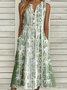 Buckle Casual Loose Notched Dress With No