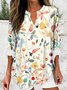 Loose Shawl Collar Plants Elegant Blouse