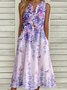 Casual Loose Butterfly Notched Dress With No