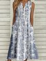 Buckle Casual Loose Notched Dress With No