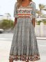 Regular Fit Cotton Crew Neck Boho Dress With No