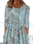 Women's Floral Print Round Neck Everyday Long Casual Shift Dress