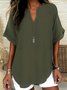 Loose Shawl Collar Cotton Simple Blouse