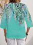 V Neck Floral Casual Blouse