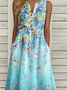 Casual Loose Butterfly Notched Dress With No