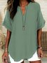 Loose Shawl Collar Cotton Simple Blouse