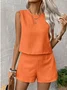 Women's Plain Daily Going Out Two-Piece Set Apricot Casual Summer Top With Pants Matching Set
