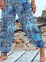 Loose Casual Faux Denim Print Graphic Pants