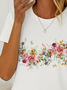Women's Floral Print Casual Crew Neck Short Sleeve T-Shirt