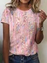 Women's Pink Patterm 3D Print Breast Cancer Awareness Tee