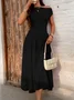 Women's Short Sleeve Summer Red Plain Asymmetrical Daily Going Out Casual Maxi A-Line Tunic Dress