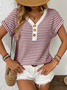Casual Printing Regular Fit V Neck Knit Top