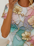 Women's Floral Print Casual Crew Neck Short Sleeve T-Shirt