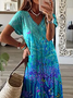 Women's Floral Print Casual V-Neck Short Sleeve Dress