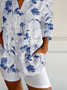 Shirt Collar Casual Long Sleeve Cotton-Blend Blouse