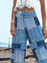 Multicolor Block Casual Loose Pants