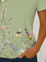 Women's Floral Print Casual Crew Neck Short Sleeve T-Shirt