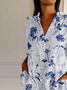 Shirt Collar Casual Long Sleeve Cotton-Blend Blouse