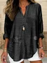 Shawl Collar Cotton Simple Blouse
