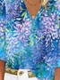Boho Shawl Collar Floral Loose Blouse