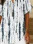 Women's Striped Printed Casual V-Neck Short Sleeve Shirt