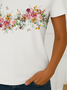 Women's Floral Print Casual Crew Neck Short Sleeve T-Shirt