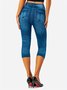 Regular Fit Casual Faux Denim Print Graphic Pants
