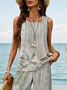 Women's Floral Print Casual Suspender Pants Two-Piece Set