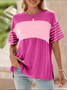 Women's Short Sleeve T-shirt Summer Green Striped Crew Neck Daily Going Out Casual Top