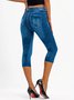 Regular Fit Casual Faux Denim Print Graphic Pants