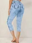 Regular Fit Casual Faux Denim Print Graphic Pants