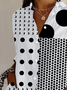 Women's Long Sleeve Shirt Spring/Fall White Polka Dots Buckle Shirt Collar Daily Going Out Casual Top