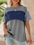 Women's Short Sleeve T-shirt Summer Green Striped Crew Neck Daily Going Out Casual Top