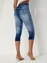 Faux Denim Print Graphic Casual Regular Fit Pants