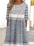 Striped Casual Crew Neck Dress With No
